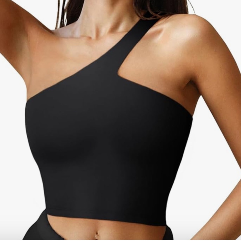 One-Shoulder Black Crop Top for Women